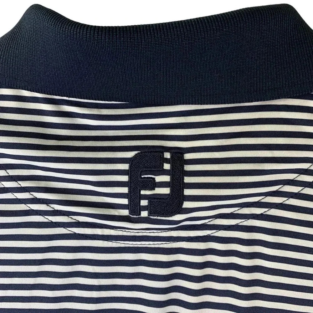 FootJoy FJ Striped Navy Athletic Polo Golf Shirt Men Size L MGA Lomas Cup 2014 - Picture 8 of 13